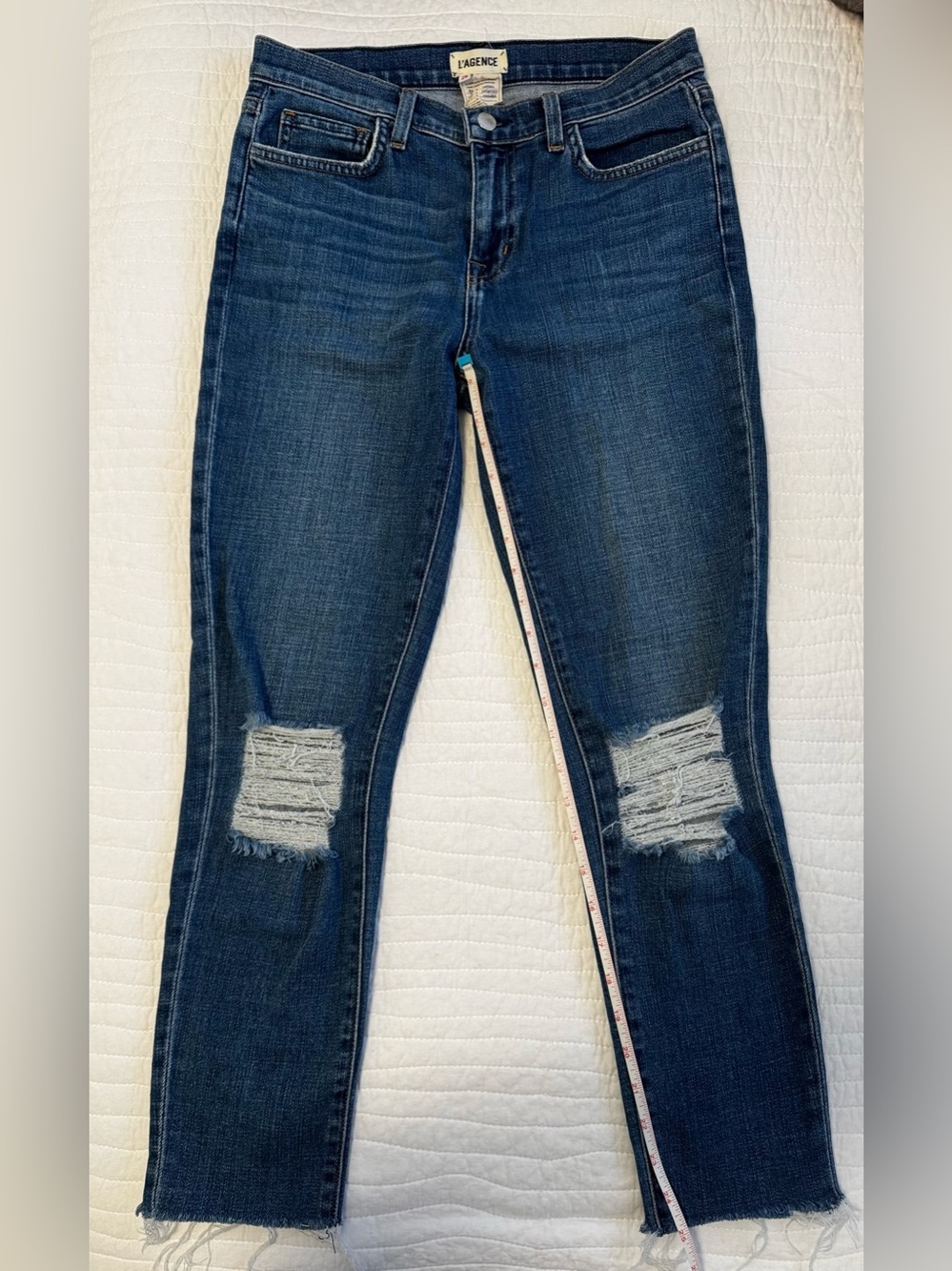 L'AGENCE Washed Blue Denim skinny